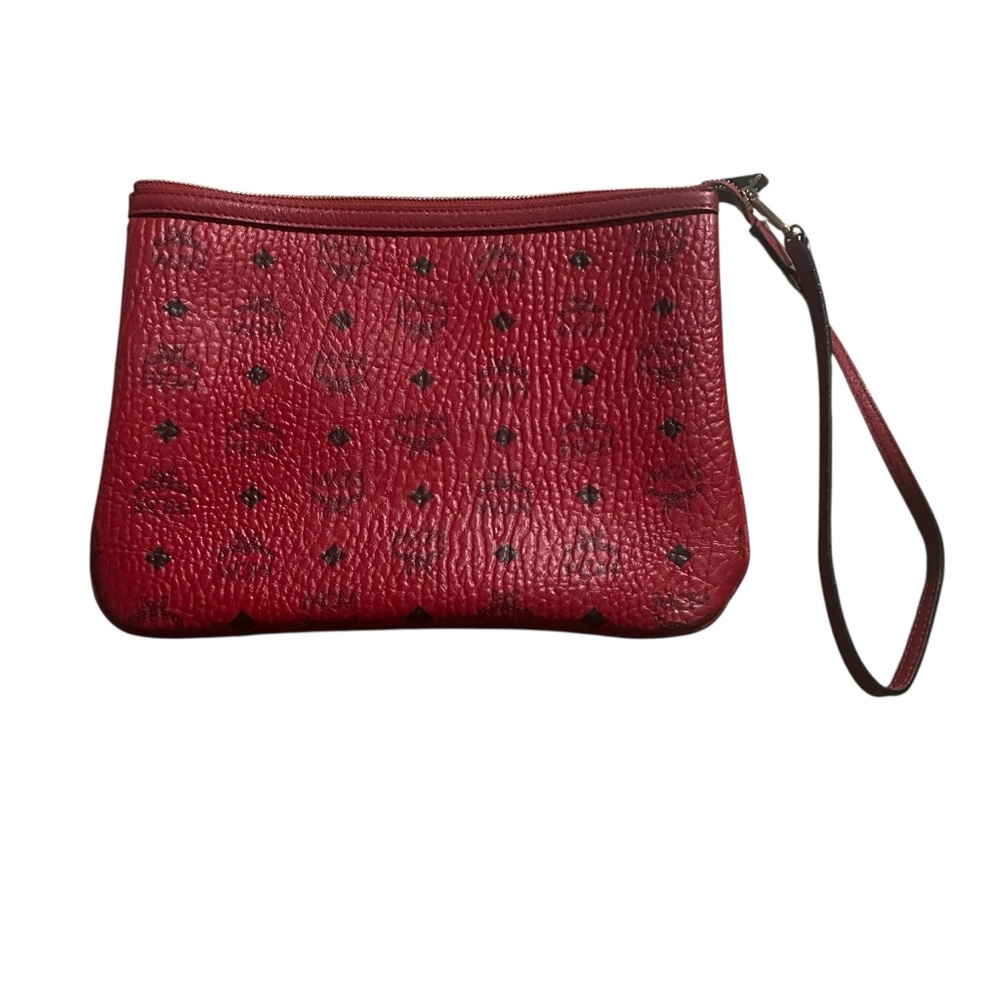 Y2K MCM Visetos Liz Shopper Tote Pouch Leather Monogram Logo Clutch Shoulder Bag - Picture 4 of 10